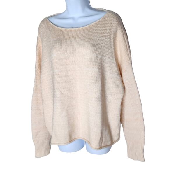 Madewell Threadmix Boatneck Sweater Light Orange Peach Boxy Knit Size Large - Picture 3 of 11